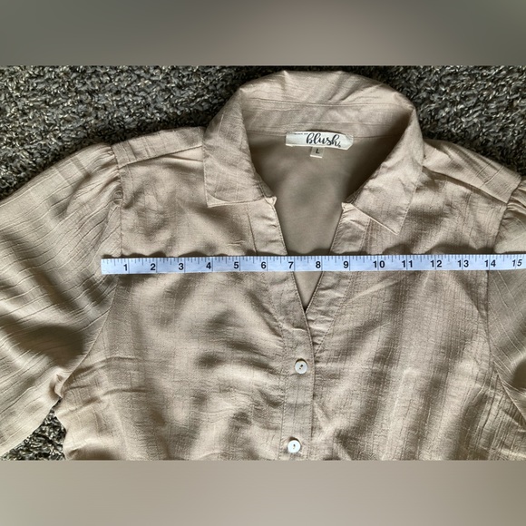 Hint of Blush Belted Tiered Shirt Dress in Beige - Picture 11 of 16